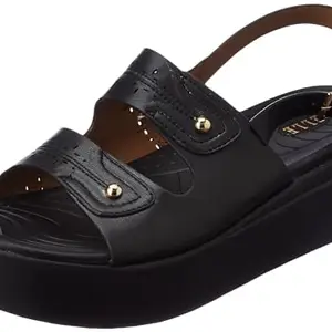 ELLE Women's Fashionable Adjustable Strap Comfartable Sandals Colour-Black, Size-UK 5