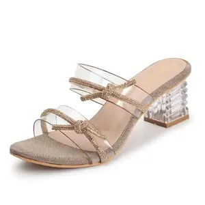 Denill Embellished Rhinestones Strap Heels For Women & Girls (Antique) UK-6