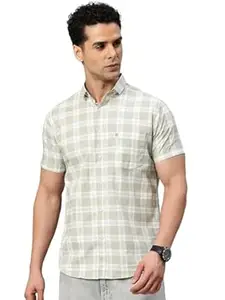 Majestic Man Slim Fit Pure Cotton Checked Half Sleeve Casual Shirt