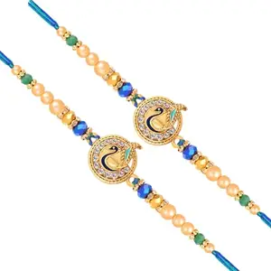 De Marquis Presents Multicolour Rakhi Combo Set with Roli Chawal, Greeting Card Combo Set for Men -Combo of 2