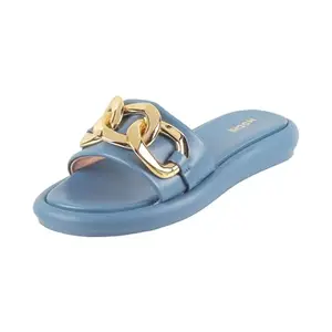 Mochi Women Blue Flat Fashion Chappal UK/8 EU/41 (41-128)