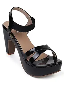 Elle Women's Heel Sandals, Black, 3