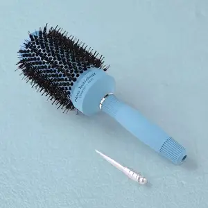 UMAI Ion-infused Ceramic Hair Brush 53mm | Anti-Static Boar Bristles Comb For Men and Women | Nano Technology Ice-Blue - Single Pack.