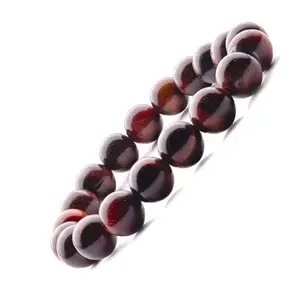 Plus Value Red Tiger Eye Bracelet - 10mm Natural Healing Crystal Bracelet Beads for Grounding & Protection - Reiki Crystal Chakra Healing with Jute Bag - Handmade Stretch Jewelry for Women & Men