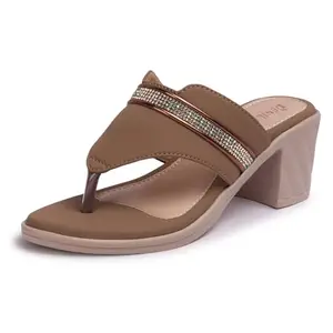 Denill Fashion Sandals Faux Leather Comfortable,Trendy and Stylish Block Heel For Women & Girl (Beige) Uk-8