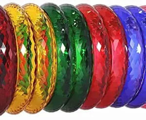 NMII Acrylic (Plastic) With Diamond Cut Pattern Glossy Finished Kada Set For Women and Girls, (Multi_A40_2.10 Inches), Pack Of 12 Bangles