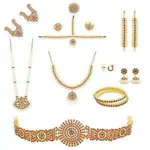 Traditional Wedding Jewellery Complete your look with this tastefully handcrafted Jewellery Necklace Set. (AD:00206)