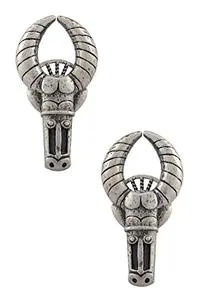 Tribe Amrapali Masaba x Tribe Silver Plated Tribal Mask Stud for Women (MSE-25(S))