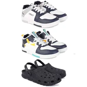 Men's Stylish Casual Shoes | Comfortable & Trendy Daily WearPremium Casual Shoes for MenGR-(3-Combo)-1075-1074-3058-8 Multicolor