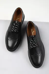 Louis Philippe Men Black Lace Up Shoes