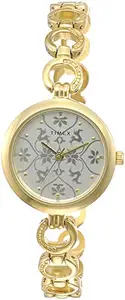 TIMEX Classics Analog Watch for Women with Silver-Tone Round Dial & Gold Brass Bracelet Band Water Resistant Women's Wrist Watches - TWEL11413