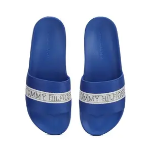 Tommy Hilfiger Polyester Solid Blue Women Flat Slides (F23HWFW047) Size- 38