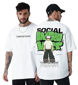 Darkbuck® Oversized Tshirt for Men and Women Drop Shoulder Loose Baggy Fit Unisex Cotton White T-Shirt Social Introvert (in, Alpha, S, Plus, White)