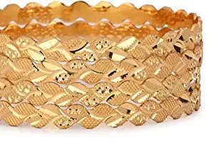 Exclusive Wedding Collection Bangle/Kada Set Designer, Brass, Gold, Pack Of 4_K61 (BrassBangle-B1.c_bang)