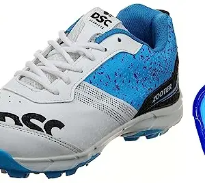 DSC Zooter Cricket Shoe for Men and Boys, Size-8 UK (White-Blue) Attitude Cricket Abdominal Guard Men, Multicolor