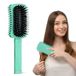 MAYCREATE® Volume Brush for Curly Hair Styling Brush Colored Curved Hair Salon Styling No Tangle Heat Resistant Nylon Bristles for Dryer,Green