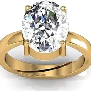 APSLOOSE 5.00 Ratti 4.00 Carat Zircon Ring Diamond Ring American Diamond Zircon Stone Gold Plated Metal Adjustable Ring