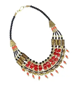 Tribal Naga Choker collor Necklace Glass bead & Gold Plated Iron bead Necklace For Women & Girl (Length 24 inch)