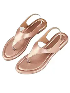 WalkTrendy Womens Synthetic Rosegold Sandals - 6 UK (Wtwf494_Rosegold_39)