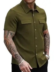 GRECIILOOKS Shirt for Man | Classic Beige Shirt for Man | Men's Regular Fit Soft Cotton Blend Casual Shirts with Button Closure