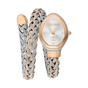 Just Cavalli Analogue Women Wrist Rose Gold Watches Silver Dial with 2 Hands Bracelet Watch for Girls/Ladies - JC1L264M0075