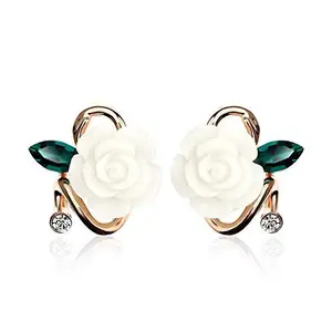 Shining Diva Fashion Green Crystal Stylish Traditional Stud Earrings For Women & Girls (9932er)