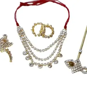 Laddu Gopal Necklace, Ear Ring, Mukut Set 2,3 Size