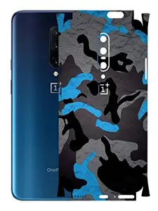 AtOdds - OnePlus 7 Pro Mobile Back Skin Rear Screen Guard Protector Film Wrap with Camera Protector (Coverage - Back+Camera+Sides) (Blue Camoflage)