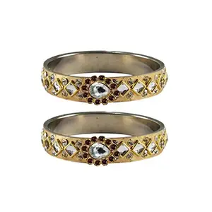 MAYA FASHION Golden stone Stud Brass Bangle Elegant Extra Large Size Bangle | Perfect Fit for Plus Size banglesTrendy and Comfortable Fit for woman and girls | (Sku-ban4759)