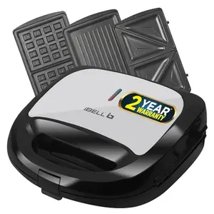 iBELL SM1301 3-in-1 Sandwich Maker, Big Size, 750 Watt, with Detachable Plates for Toast/Waffle/Grill (24 x 24 x 10 cm) price in India.