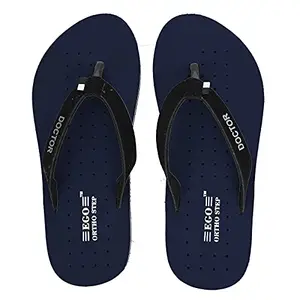 EGO ORTHO STEP Extra Soft Orthopaedic House Slippers for Women, Comfortable Ortho Care Cushion Flip-Flop Footwear for Ladies and Girls, Navy Blue, 8
