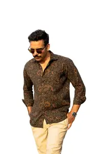 SORO Marigold Shirt | Regular Fit | Floral Print | 100% Cotton Soft and Skin Friendly | Full Sleeves Casual Shirt (X-Large)