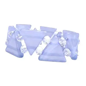 Triangle Beaded Stretch Bracelet, Light Blue Resin, Crystal Accents Fashion Jewellery for Girls and Women
