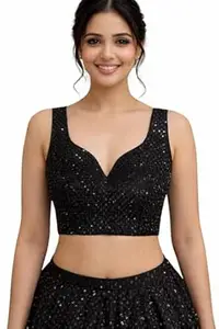 AMBARYHA CREATION Women's Heavy Sequence and Jari Embroidery Work Georgette Readymade Blouse for Saree and Lehenga, Designer Lehenga Blouse for Women's and Girl's