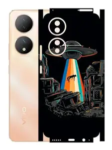AtOdds - VIVO Y100A Mobile Back Skin Sticker - Lamination - Rear Screen Guard Protector Film Wrap (Coverage - Back+Camera+Sides) (Design - Alien Invade)