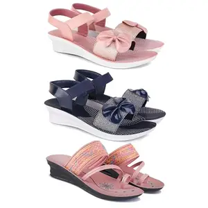 Women's Comfortable Sandal,Casual Lightweight Sandal for Everyday Wear | D_(COMBO-3)-1968-1972-1950-7