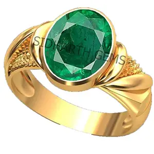 SIDHARTH GEMS 6.25 Ratti Certified Natural Emerald Panna Panchdhatu Adjustable Rashi Ratan Gold Plating Ring for Astrological Purpose Men & Women by Lab Certifeid