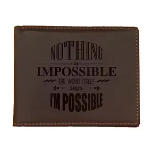 YaYa cafe Motivational Gift, Nothing is Impossible Quote Men's Leather Wallet Voguish - Brown | Corporate Gifts for Office, Employees, Clients, Men