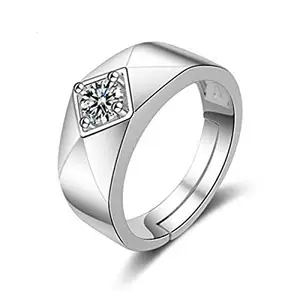 MYKI Trending Cubic Zircon Adjustable Mens Ring (Silver)