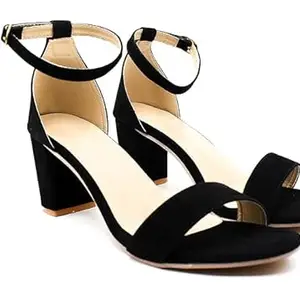 Fabbmate Women's & Girls Black Helel Sandals (Black, 6)