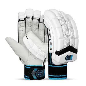 GM Diamond 909 Lightweight Cricket Batting Gloves for Men Right Handed | Ergonomically Designed | Highest Protection | Utmost Comfort | Colour: White/Blue/Black | Free Cover