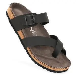 Vellinto NEBU Cross Toe Strap Sandal ll Synthetic Leather Cork Sandals with Adjustable Buckle Straps