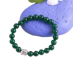 aurrastores Certified Green Jade Bracelet Crystal Bracelet Round Beads 8 mm Stone Bracelet (LAB CERTIFIED) -3410