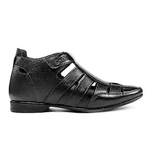 BXXY Men's 3 Inch Hidden Height Increassing Black Casual Roman Sandals And Office Wear Sandals.- 7 UK