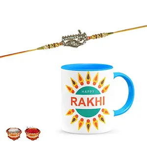 Manonita Rakhi Gift for Brother, bhaiya bhabhi, Gift Set (Rakshabandhan Mug, Roli,Chawal) BLUEMUG-14-BH