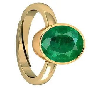 DAURAYA GEMS Emerald Ring 10.25 Ratti 9.21 Carat Natural Emerald Ring Gold Adjustable Ring Astrological Gemstone for Men and Women (HIJ093)