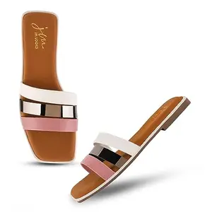 JM LOOKS Women Fashion White Flat Sandal Comfortable Sole Fancy Design Sandals Solid Occasions Casual women & Girls