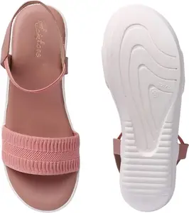 Picktoes PT-103 Women's Pink Synthetic Leather Casual Heel Sandal