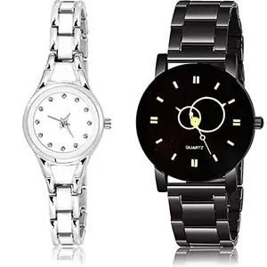 NIKOLA Valentine Analog White and Black Color Dial Women Watch - G597-G521 (Pack of 2)