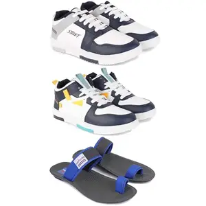 DRACKFOOT Men's Stylish Casual Shoes | Comfortable & Trendy Daily WearPremium Casual Shoes for MenGRT-(3-Combo)-1075-1074-3134-8 Multicolor